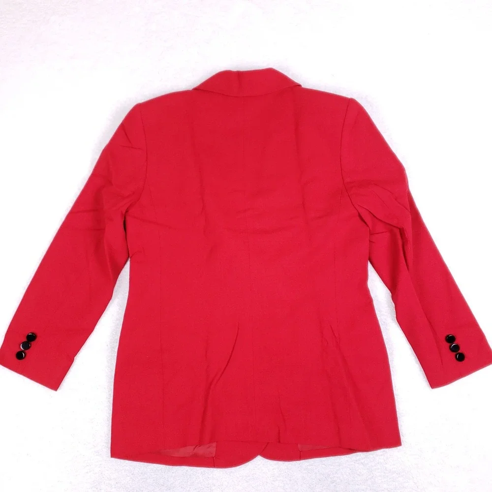 Valerie Stevens Petites Red 100% Pure Wool‎ Double Breasted Blazer Size 10P